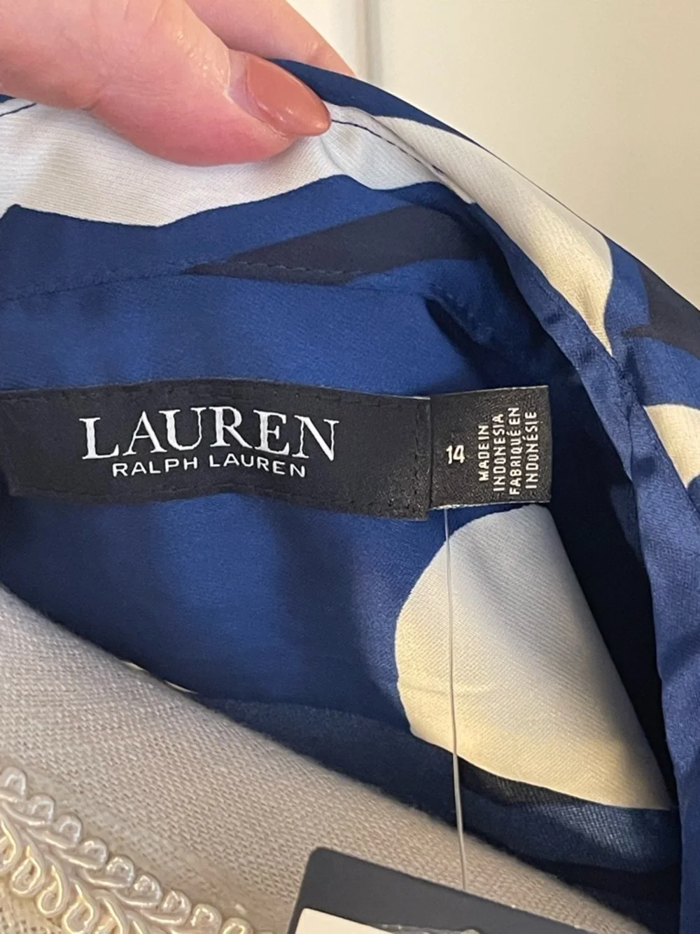 Ralph Lauren Navy and White Abstract Midi Shirt Dress - Picture 7 of 12